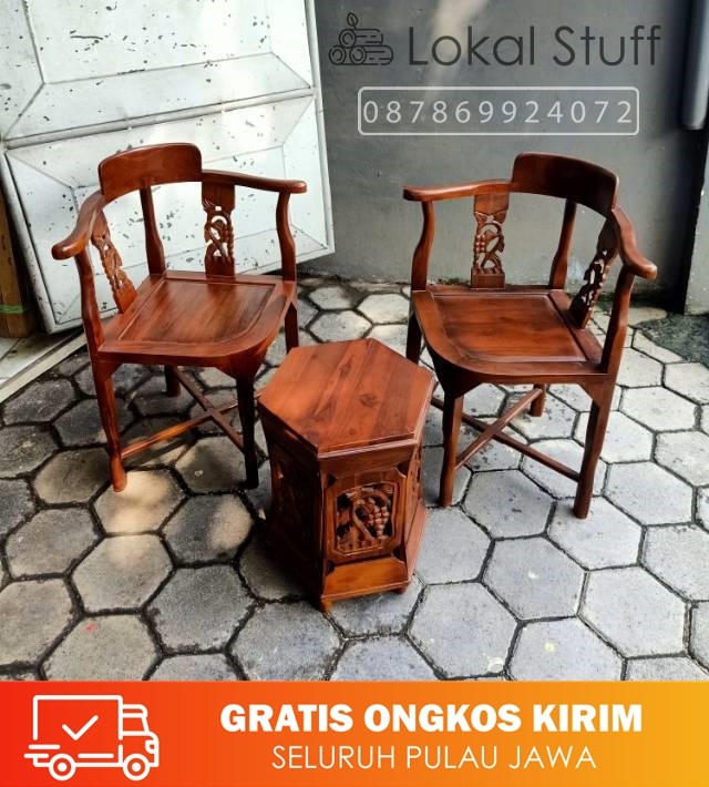 Kursi tamu teras ukiran anggur kayu jati jepara